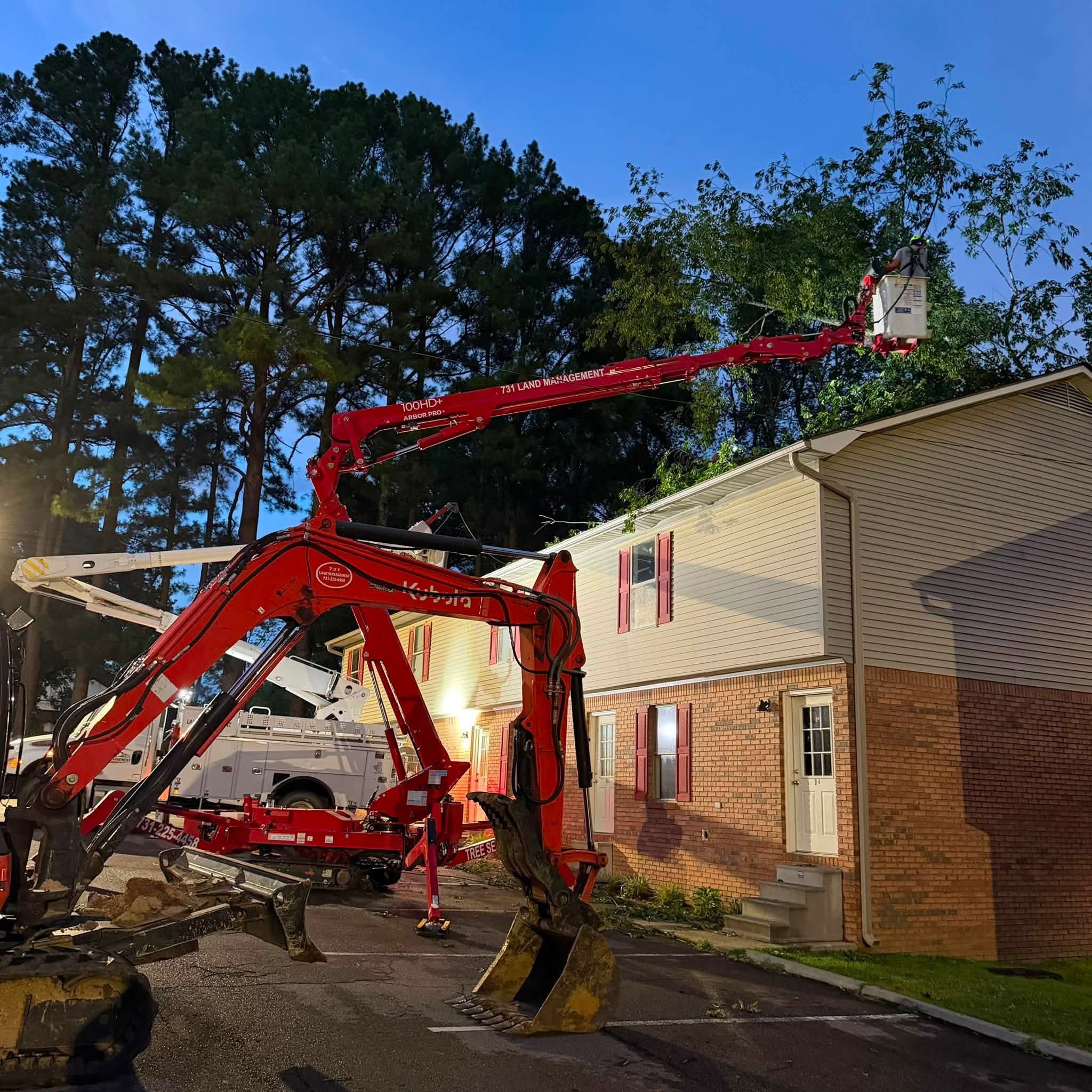 Tree service and land clearing crew equipment working in Martin TN